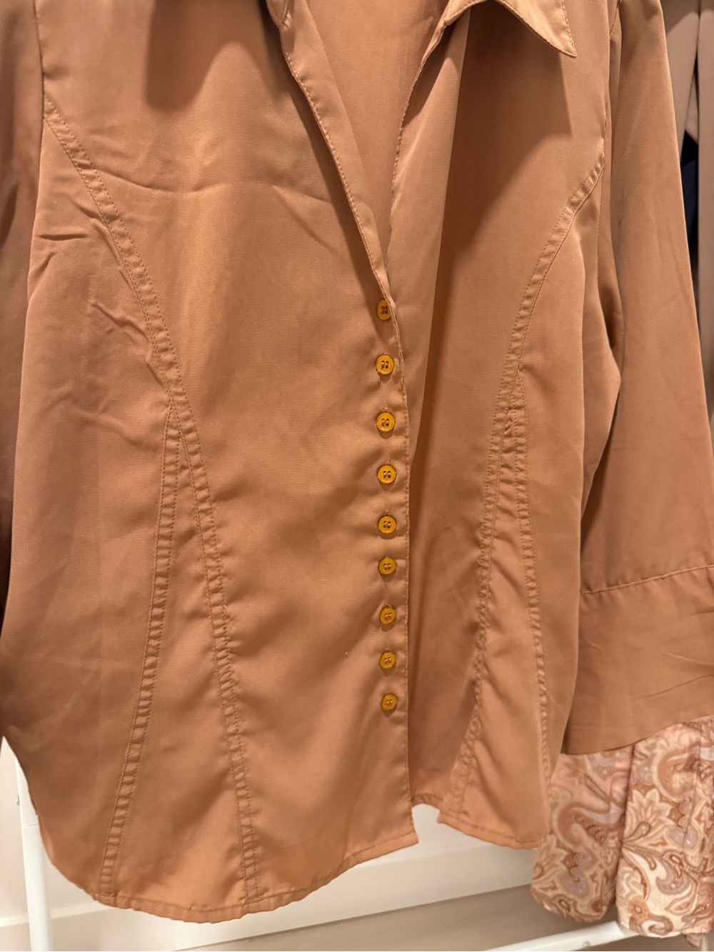 Anna Rust-Brown Button-Front Blouse - Picture 2 of 4
